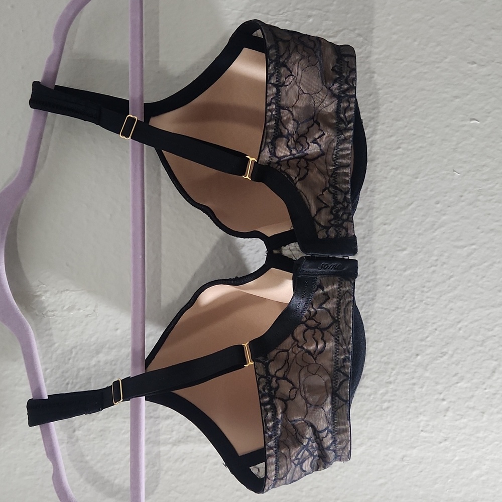 SOMA Black Floral Lace Bra Size 36D - Picture 4 of 10